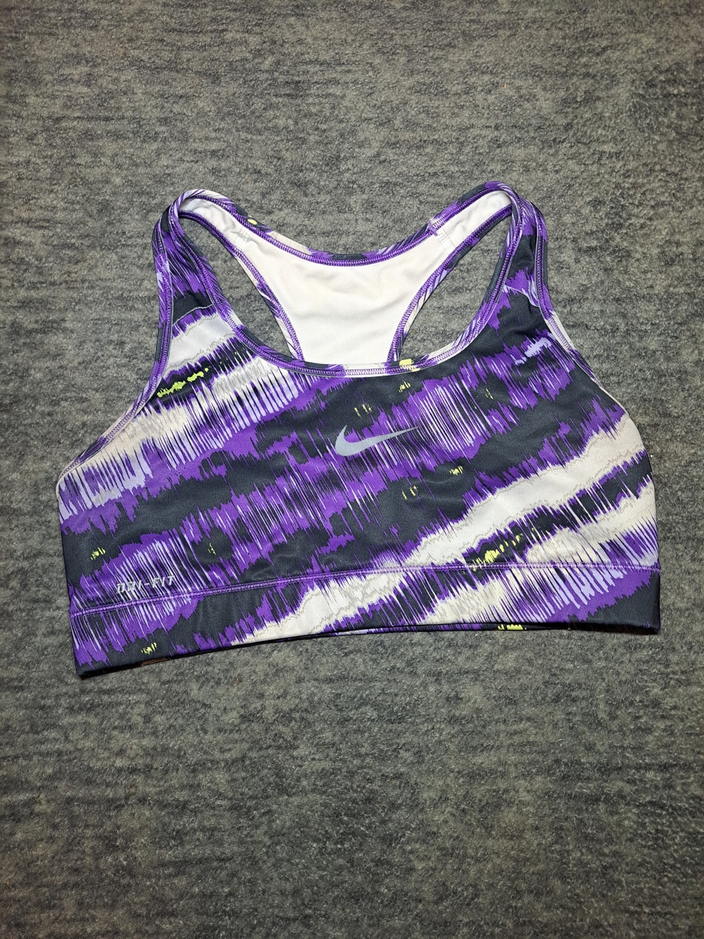 Nike Purple & Black Patterned Racerback Sports Bra Medium